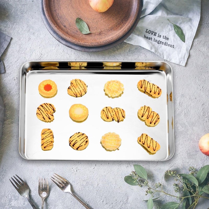 Yododo Baking Sheet, Yododo Stainless Steel Cookie Sheet Toaster Oven Tray Pan Rectangle Size 16 x 12 x 1 inch, Non Toxic & Healthy, Superior Mirror Finish & Easy Clean, Dishwasher Safe - Image 5